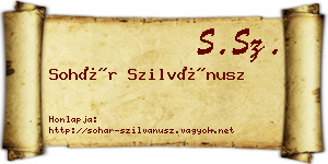 Sohár Szilvánusz névjegykártya